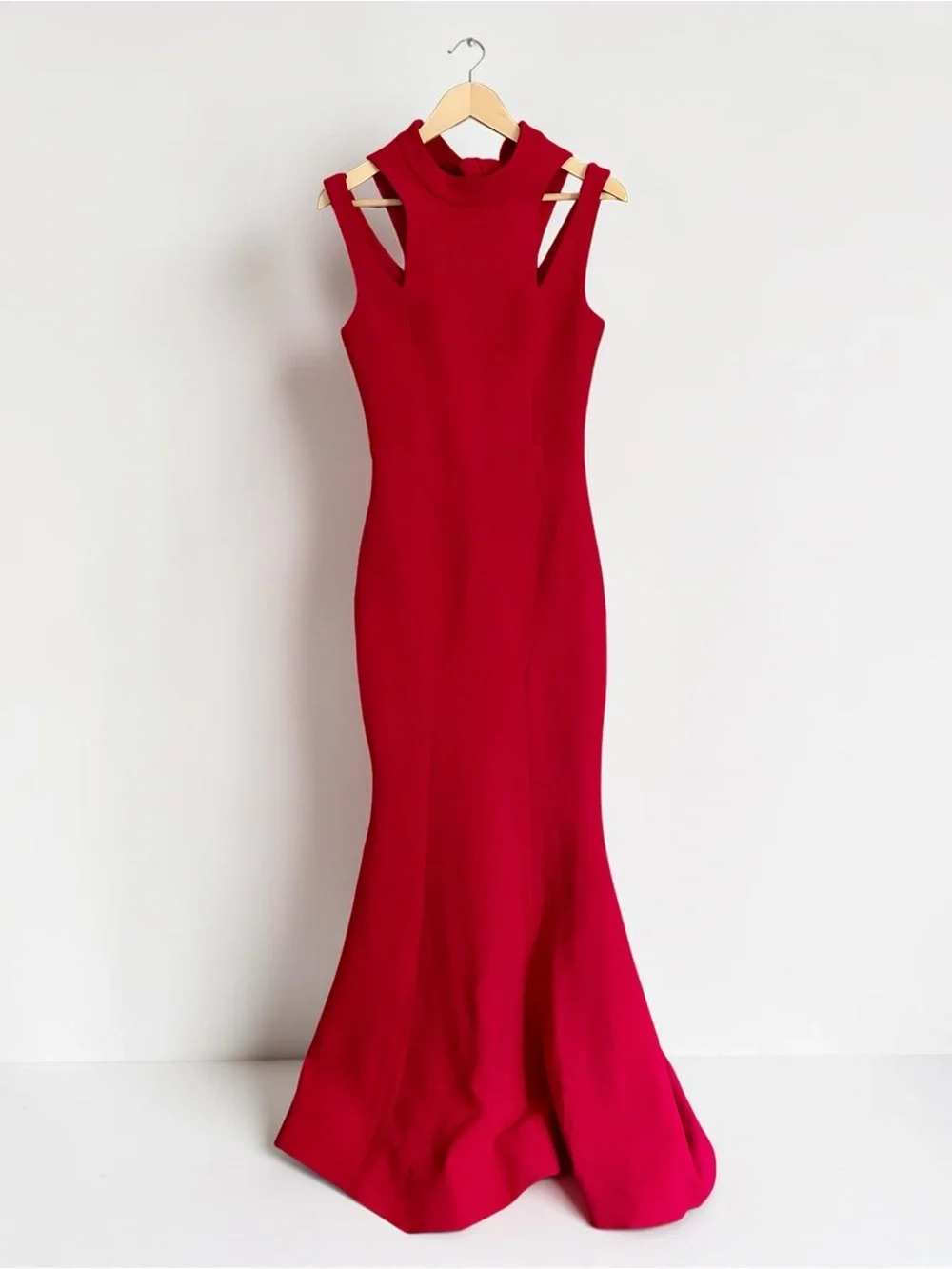 Rebecca Vallance Red Mermaid Gown Halter Formal Maxi Dress Size 4 - Picture 4 of 14